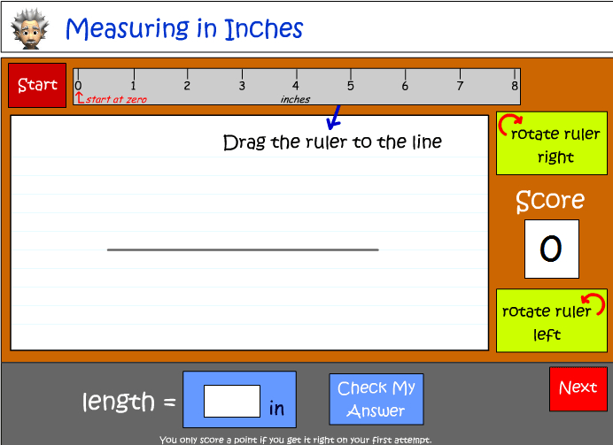 Measuring in inches Studyladder Interactive Learning Games