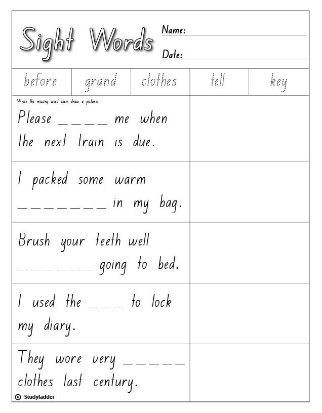 High Frequency Sight Words List 45 Studyladder