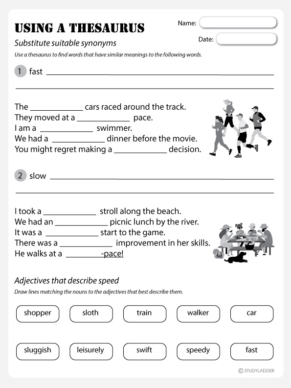 Using A Thesaurus fast, slow Studyladder Interactive Learning Games