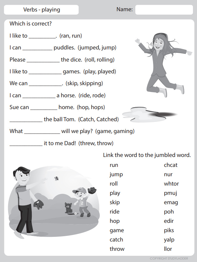 Verbs playing Studyladder Interactive Learning Games