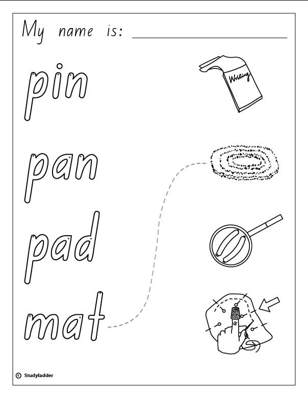 Words and Pictures mat, pin, pan, pad Studyladder Interactive