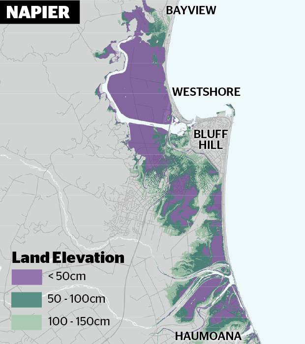 Large parts of Napier are vulnerable to sea level rise, according to report Stuff.co.nz