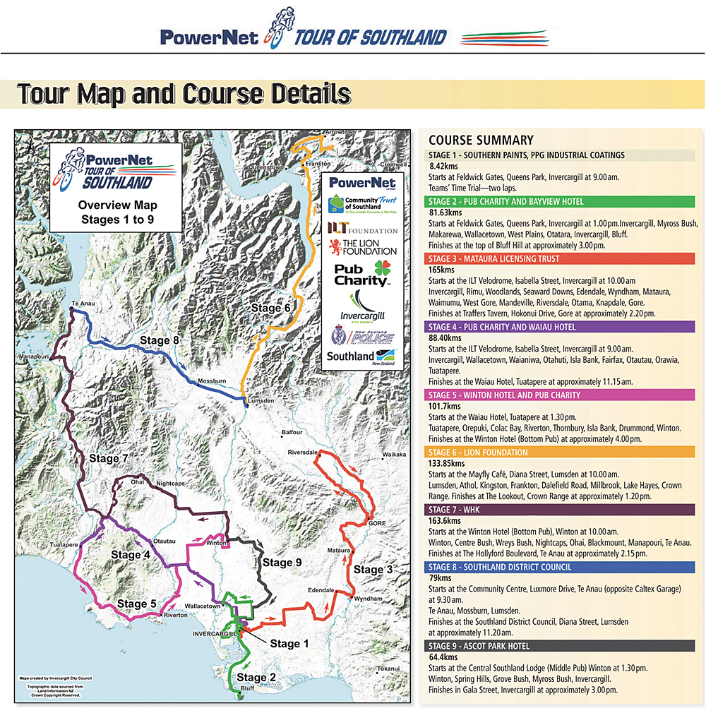 Tour of Southland map Stuff.co.nz