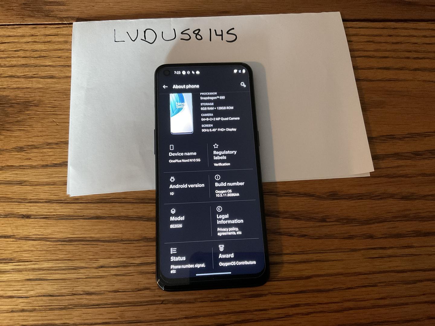 OnePlus Nord N10 (Unlocked) [BE2026] Midnight Ice, 128 GB, 6 GB