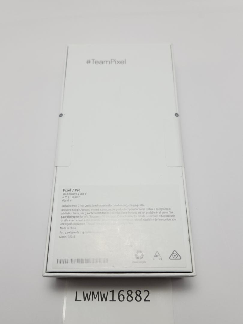 Google Pixel 7 Pro Unlocked, Obsidian, 128GB, 12GB, GE2AE LWMW16882