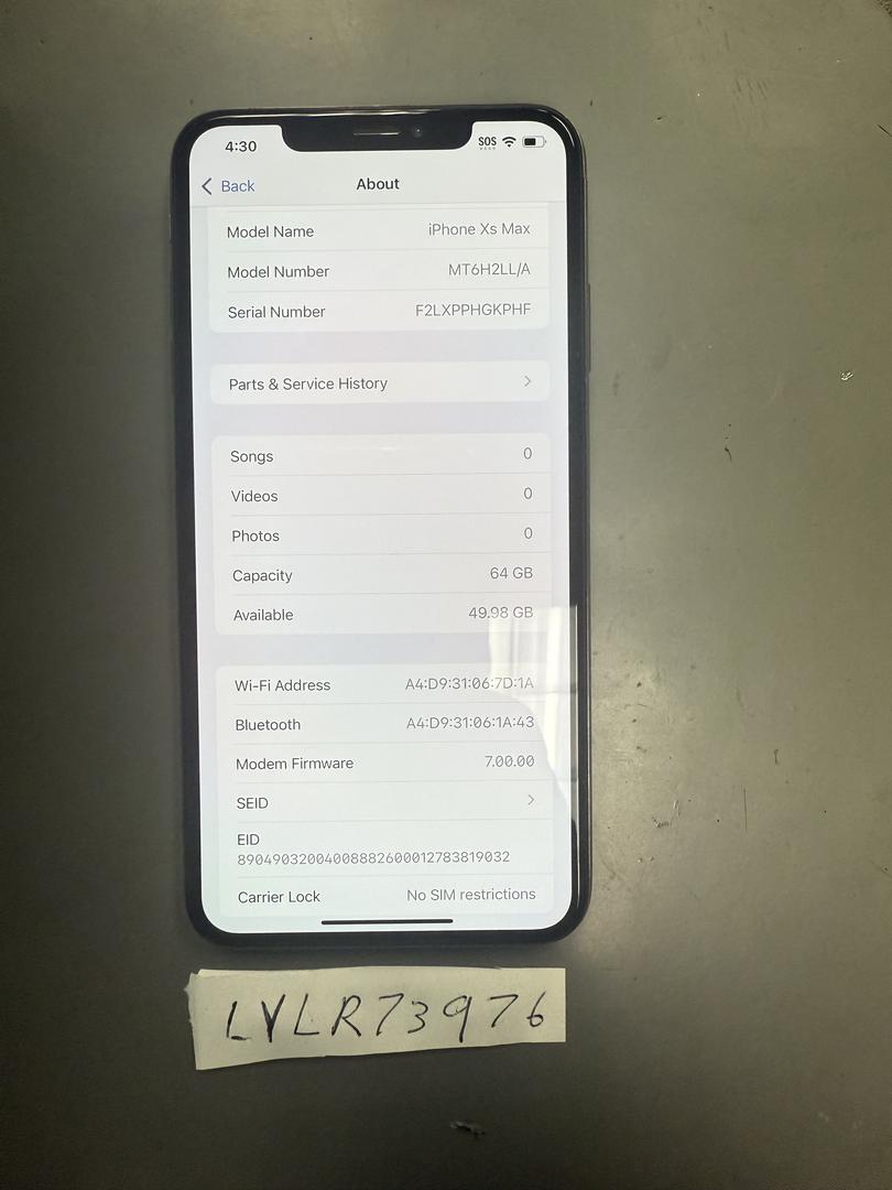 Apple iPhone Xs Max Unlocked, Gold, 64GB, A1921 LYLR73976 Swappa