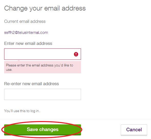 Change your email address in My TELUS Support