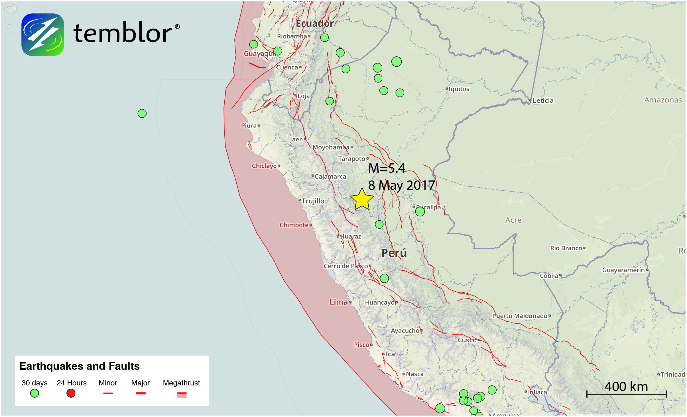 M=5.4 earthquake in Peru highlights seismic zone in the Andes