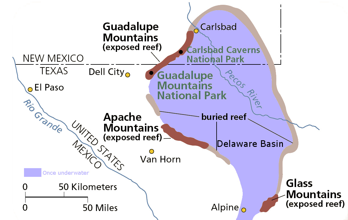 Delaware River Basin Map Drawn map of Delaware Basin in West Texas and New Mexico. Credit
