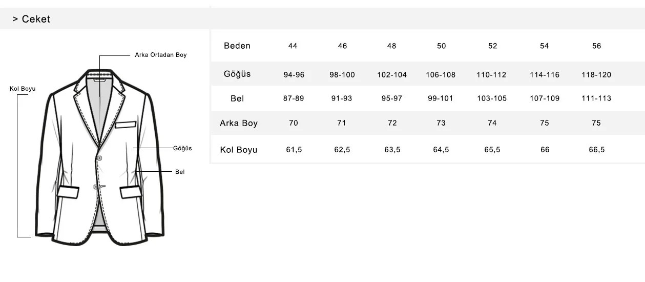 Ürün Beden Tablosu AVVA