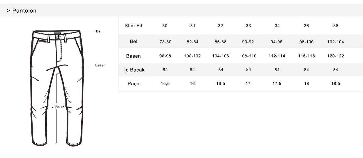 Ürün Beden Tablosu AVVA