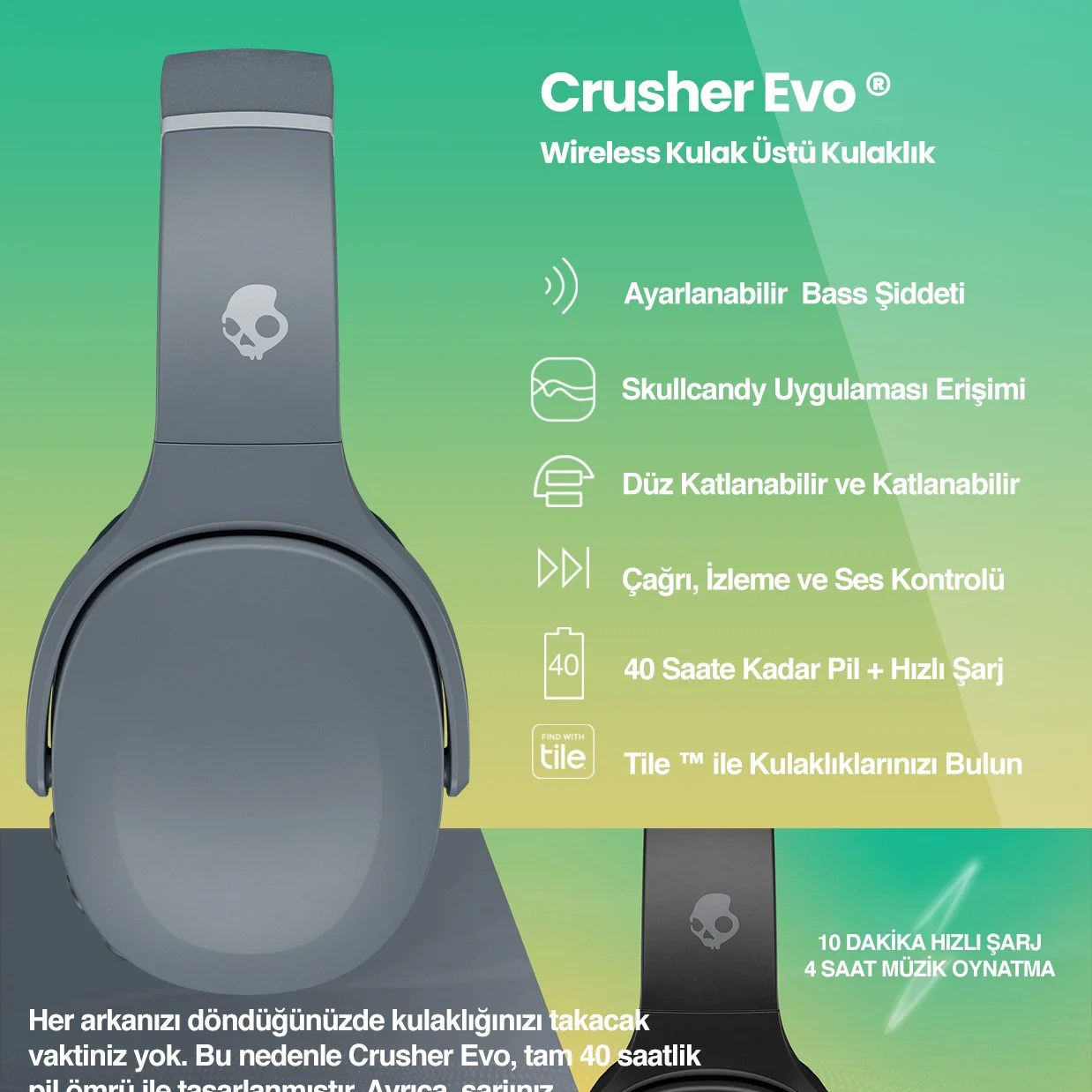 Crusher® Evo Wireless Kulak Üstü Kulaklık