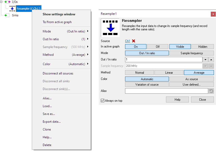 Resampler I/O's Advanced measurements Multi Channel measurement