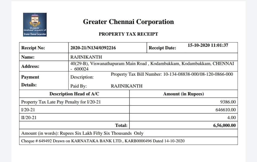 Municipal Property Tax Receipt Mumbai