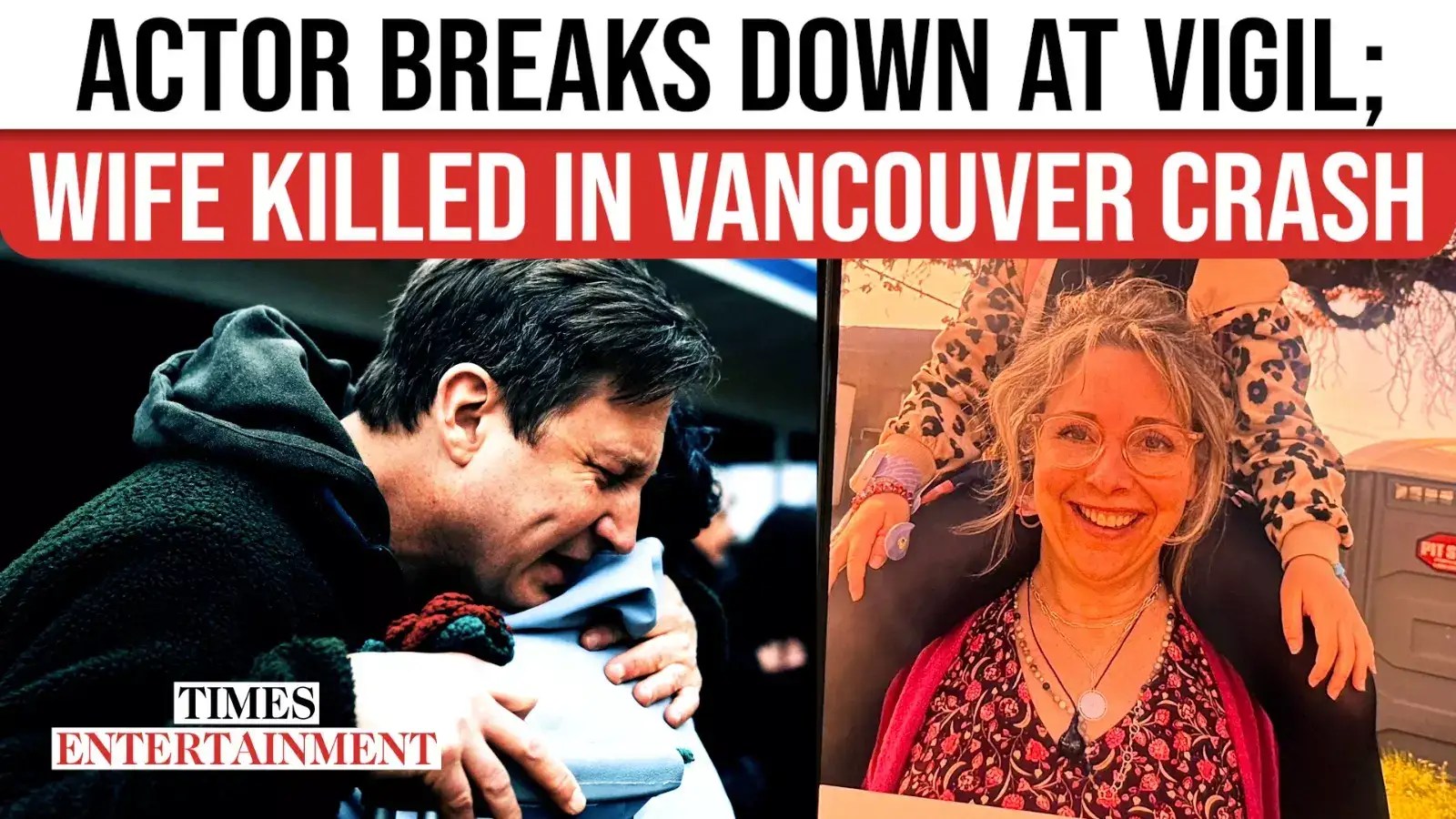 Hallmark Star Noel Johansen Cries At Vigil After Wife Killed In