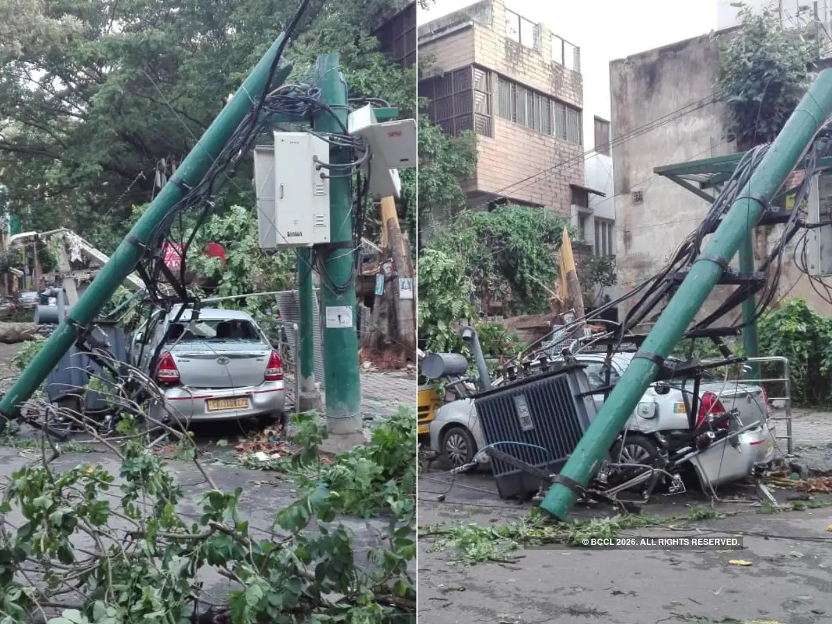 Photos Fallen trees, smashed cars premonsoon showers in Bengaluru
