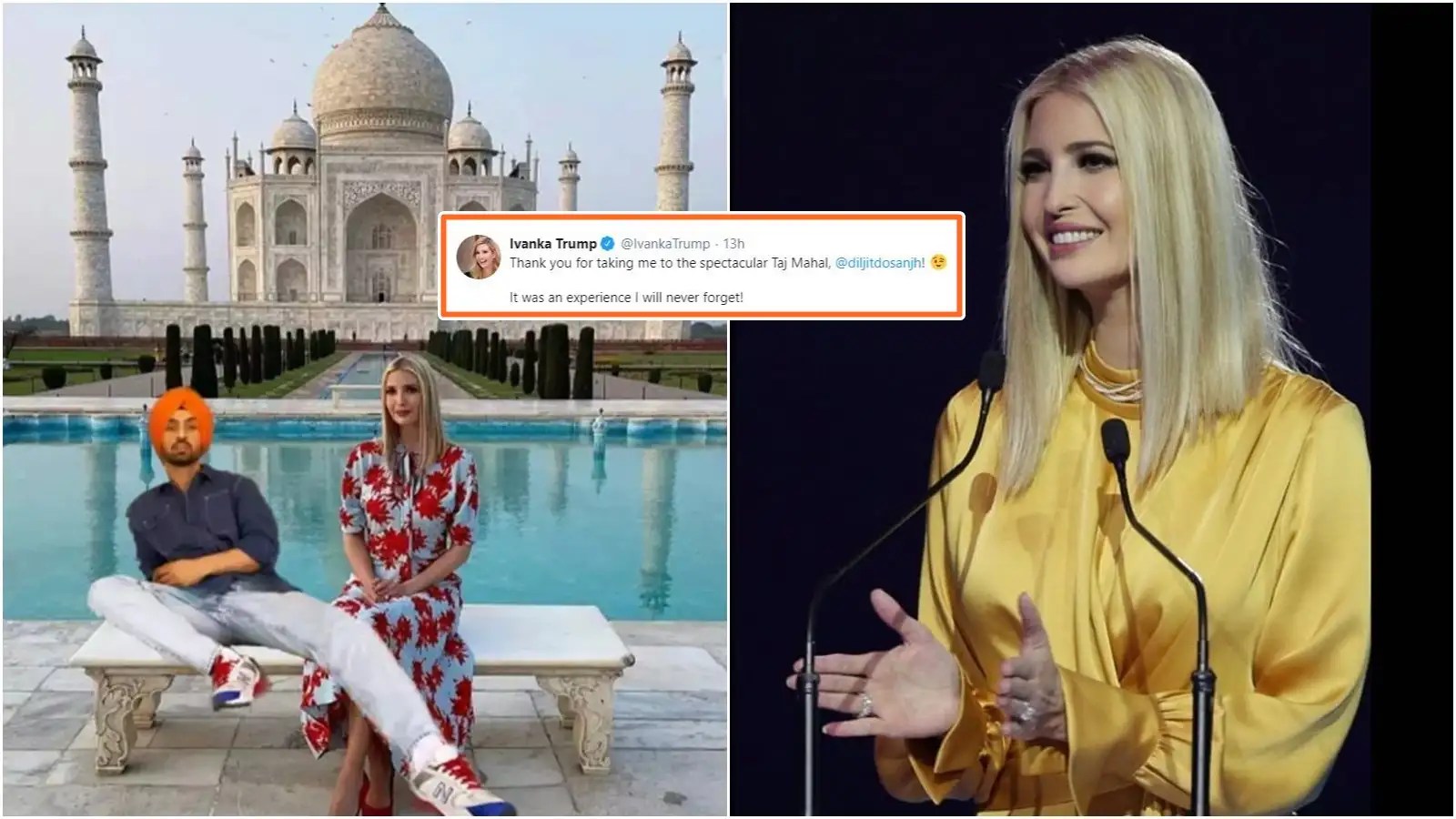 Ivanka Trump thanks Diljit Dosanjh for taking her to the 'spectacular