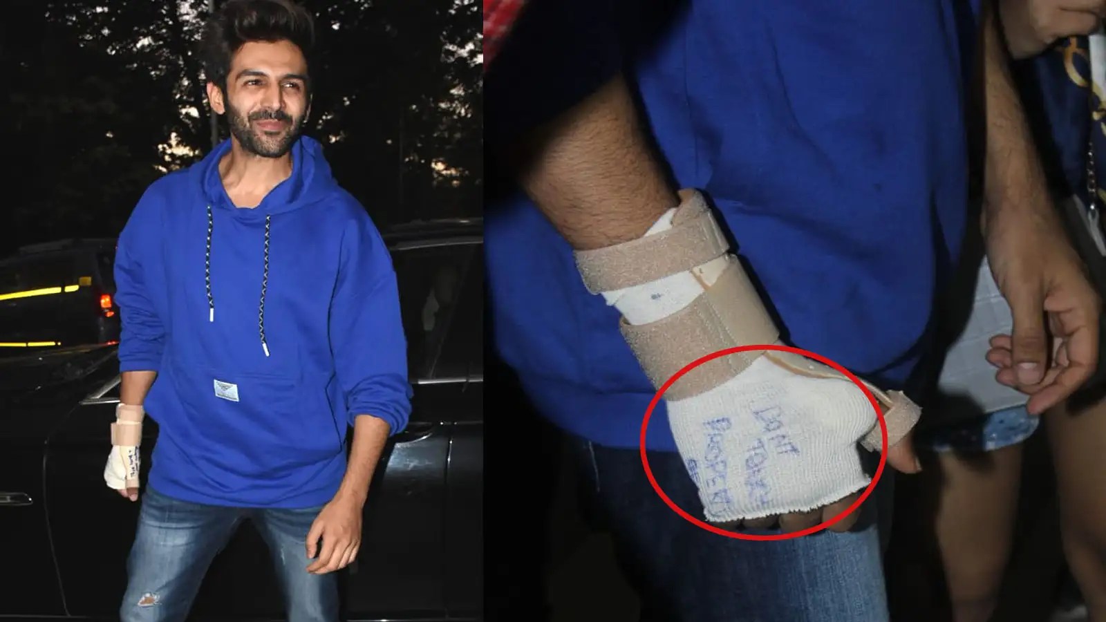 'Message' on Kartik Aaryan's arm cast leaves fans speculating if it's