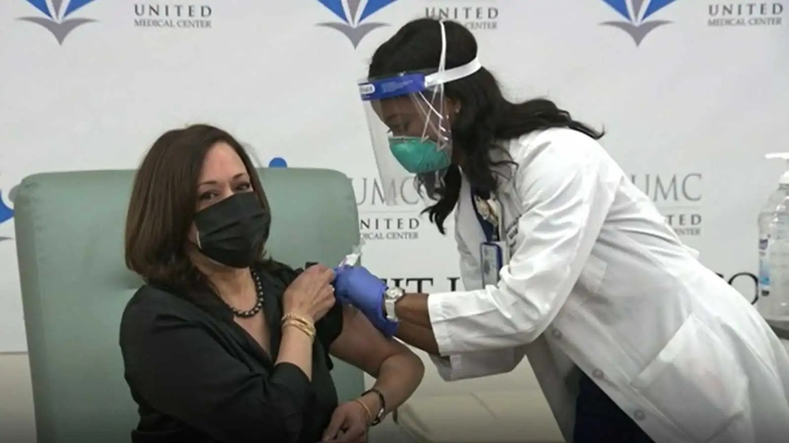 US Vice Presidentelect Kamala Harris gets Moderna Covid19 vaccine