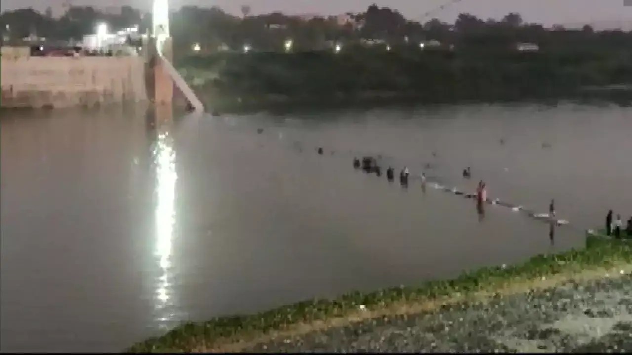 Gujarat Suspension Bridge Recently renovated cable bridge collapses in