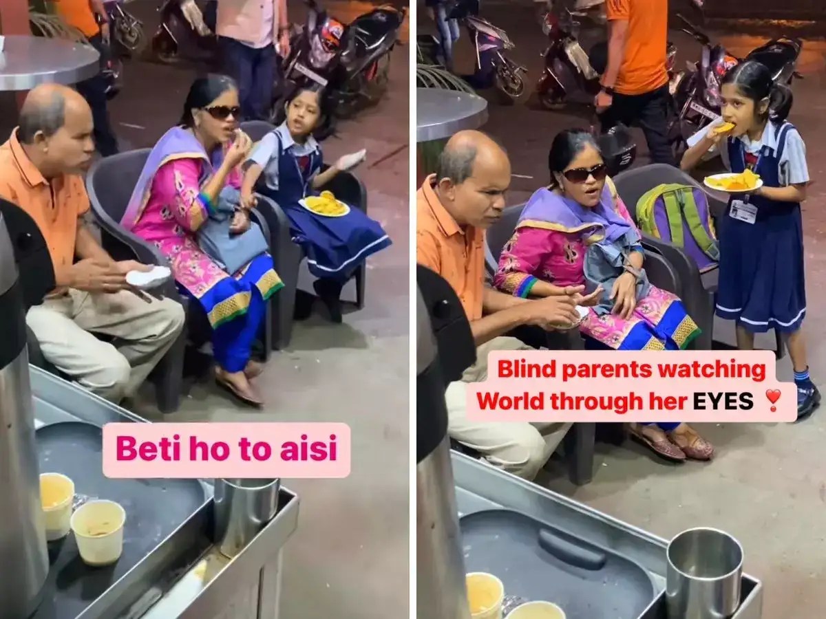 Viral Little girl helps her visually impaired parents…