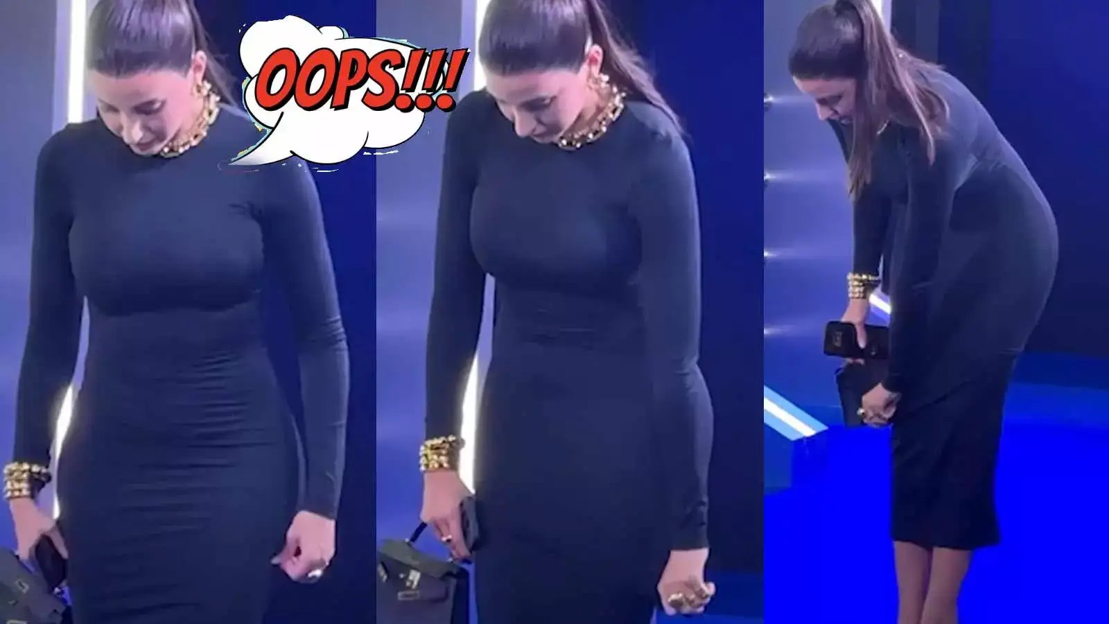 Oops! Nora Fatehi gets in this skintight black dress