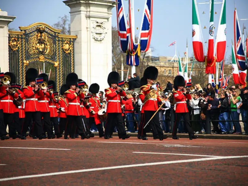The Changing of the Guard at Buckingham Palace in London Times of