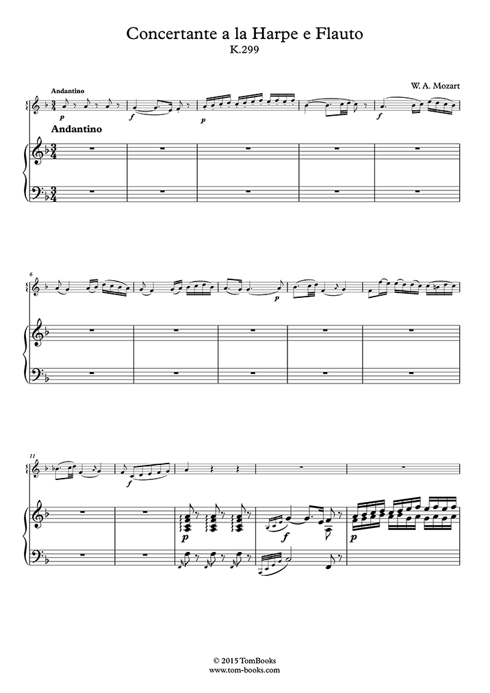 Flute and Harp Concerto, K.299 II. Andantino (모차르트) 하프 악보