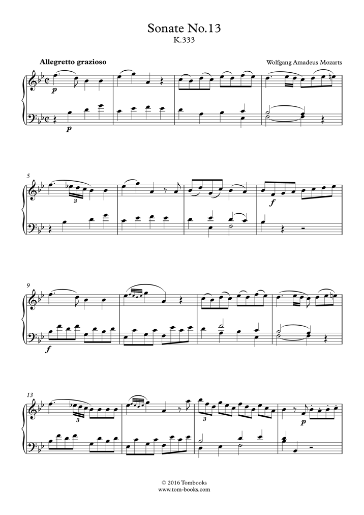 Piano Sonata No.13 in Bflat major, K.333 III. Allegretto grazioso