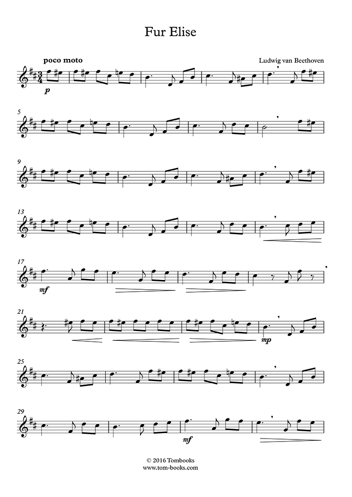 Für Elise (Tenorsaxophon) (Beethoven) Noten für Saxophon