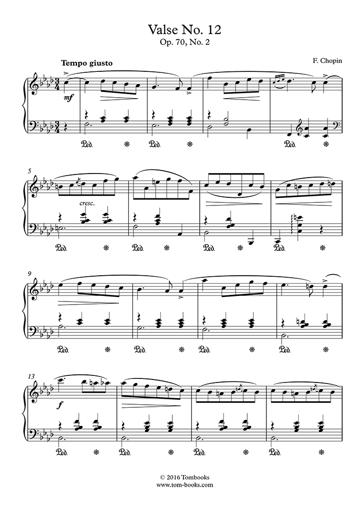 Partition Piano Valse n° 12 en fa mineur, Opus 70 n° 2