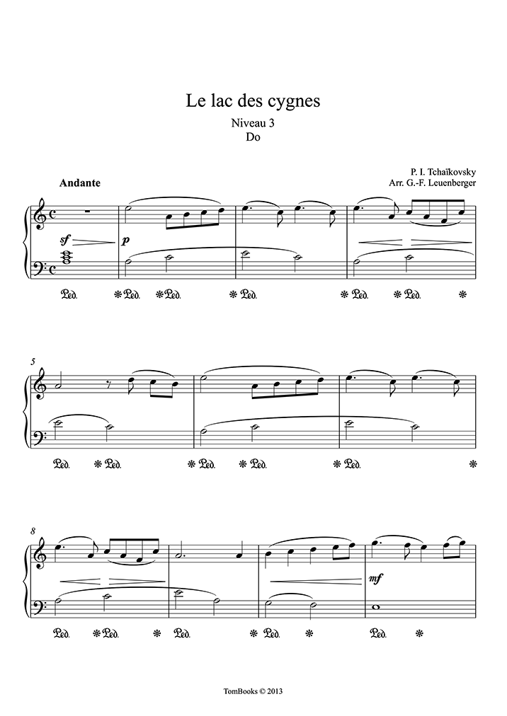 Le Lac des Cygnes (niveau facile/intermédiaire, piano solo