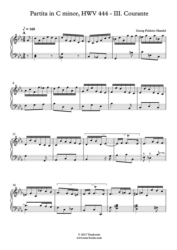 Partitions gratuites pour Piano seul Friedrich Haendel