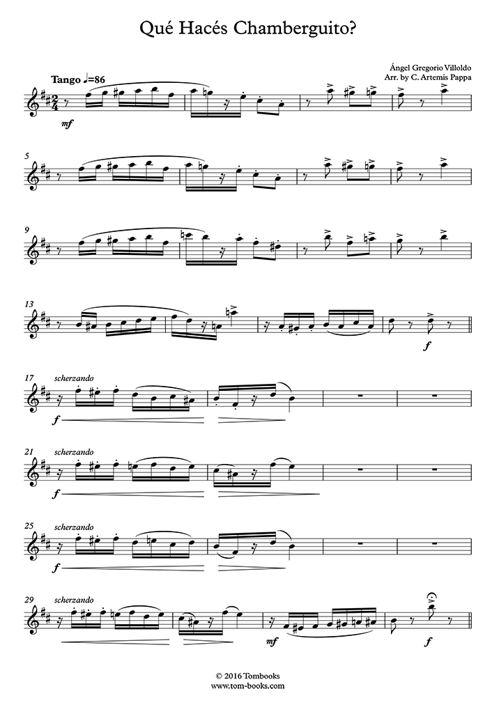 Free sheet music Angel Villoldo SAXOPHONE Download PDF, MP3 & MIDI