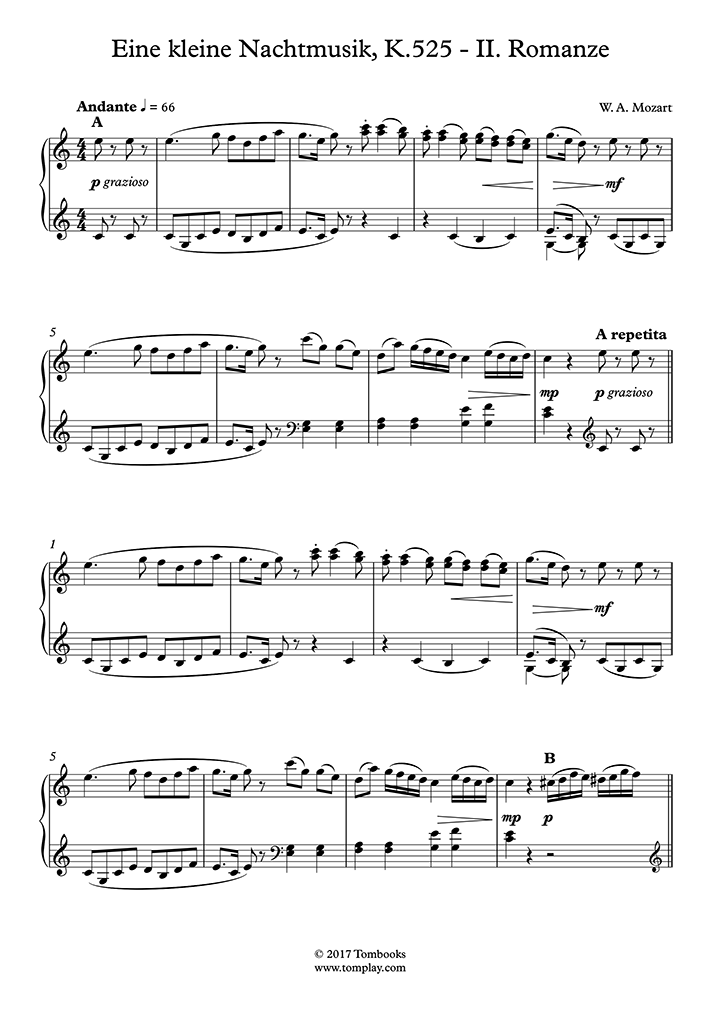 petite musique de nuit Partitions gratuites PDF