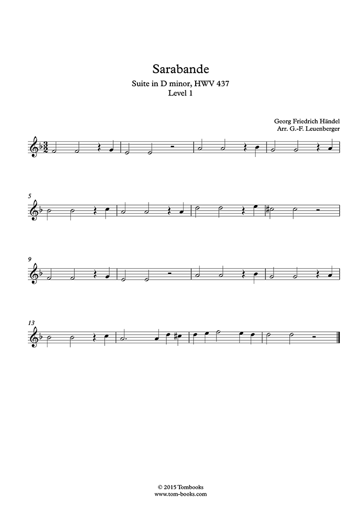 Partitions gratuites Haendel, Friedrich Sarabande (Piano seul)