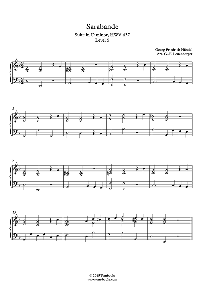 Partitions gratuites Haendel, Friedrich Sarabande (Piano seul)