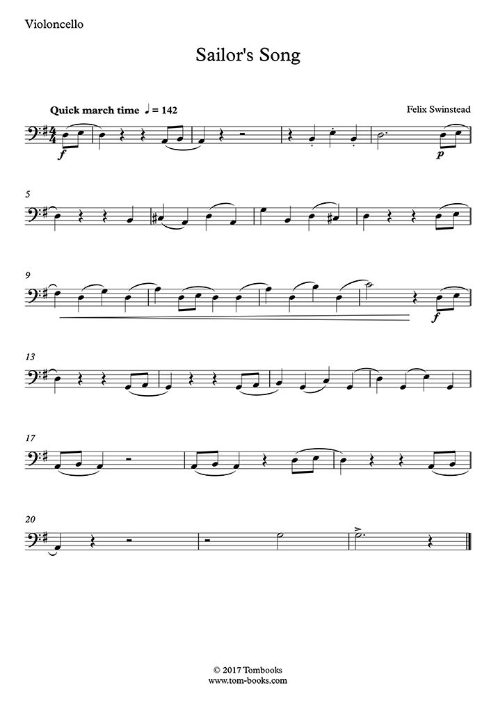 Sailor's Song (Swinstead) Cello Sheet Music