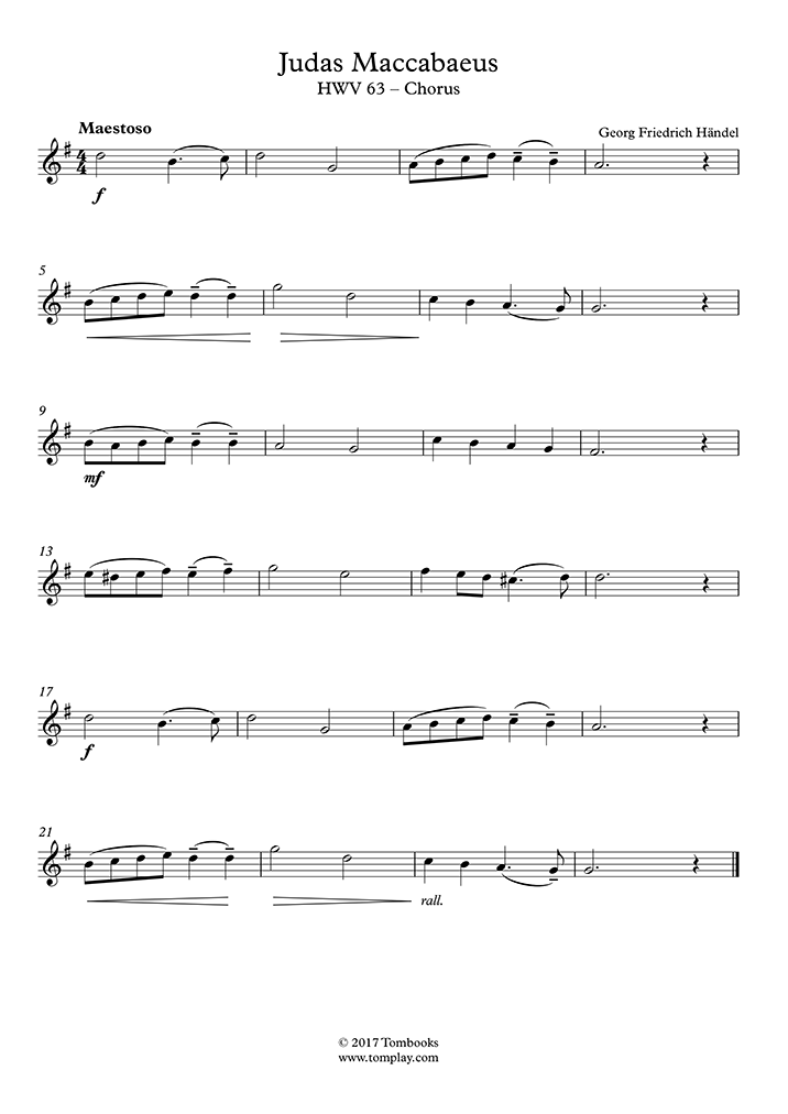 Judas Maccabaeus, HWV 63 Chorus (Händel) Violin Sheet Music