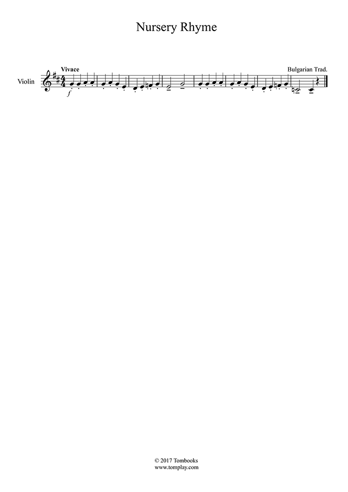Bulgarian Nursery Rhyme (트레디셔널) 바이올린 악보