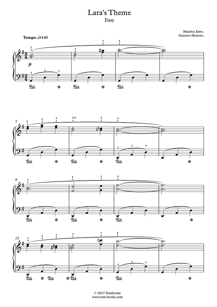 KlavierMusiknoten Doktor Schiwago Laras Lied (Leichte Stufe, solo