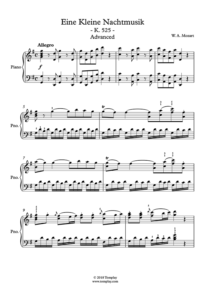 Partitions gratuites Mozart, Wolfgang Amadeus I. Allegro Petite