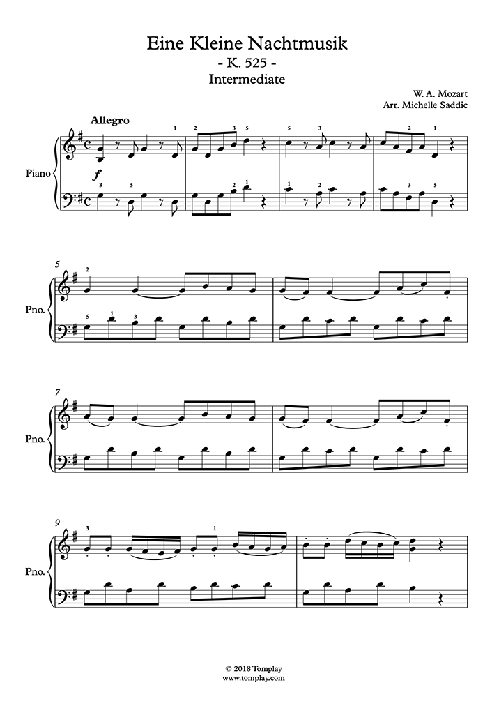 Partitions gratuites Mozart, Wolfgang Amadeus I. Allegro Petite