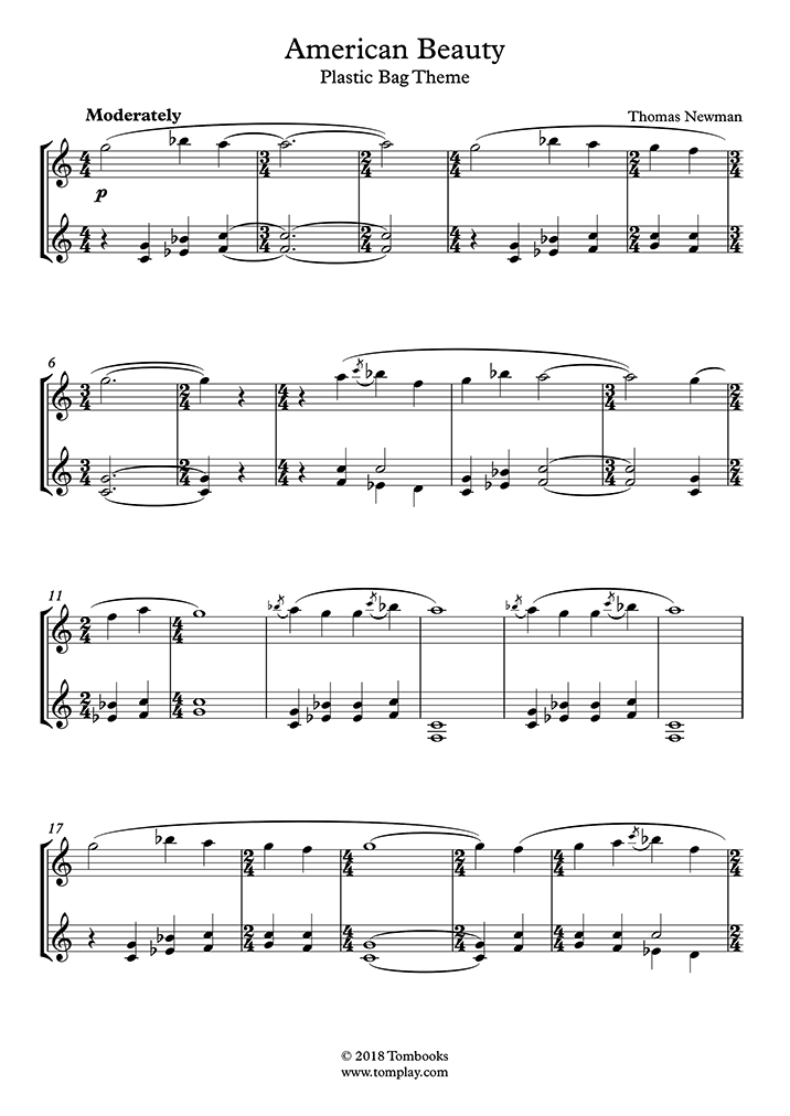 Partition Piano American Beauty Plastic Bag Theme (Newman)