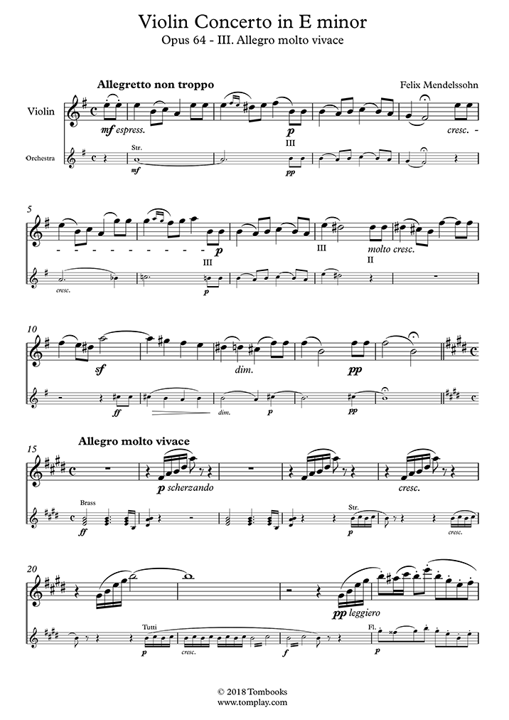 山野楽器オンラインショップ / モーツァルト:ヴァイオリン協奏曲 第4番 メンデルスゾーン:ヴァイオリン協奏曲 ヘンデル:ヴァイオリン・ソナタ ヘ長調 ヴァイオリン協奏曲 ホ短調 Op.64〜第3楽章：アレグロ・モルト・ヴィヴァーチェ (メンデルスゾーン) - ヴァイオリン 楽譜