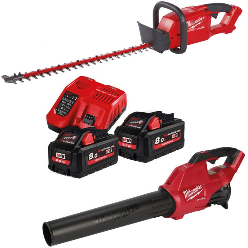 MILWAUKEE Heckenschere, Laubbläser und Akku Set 2 x 18v, 1 x 12V inkl.