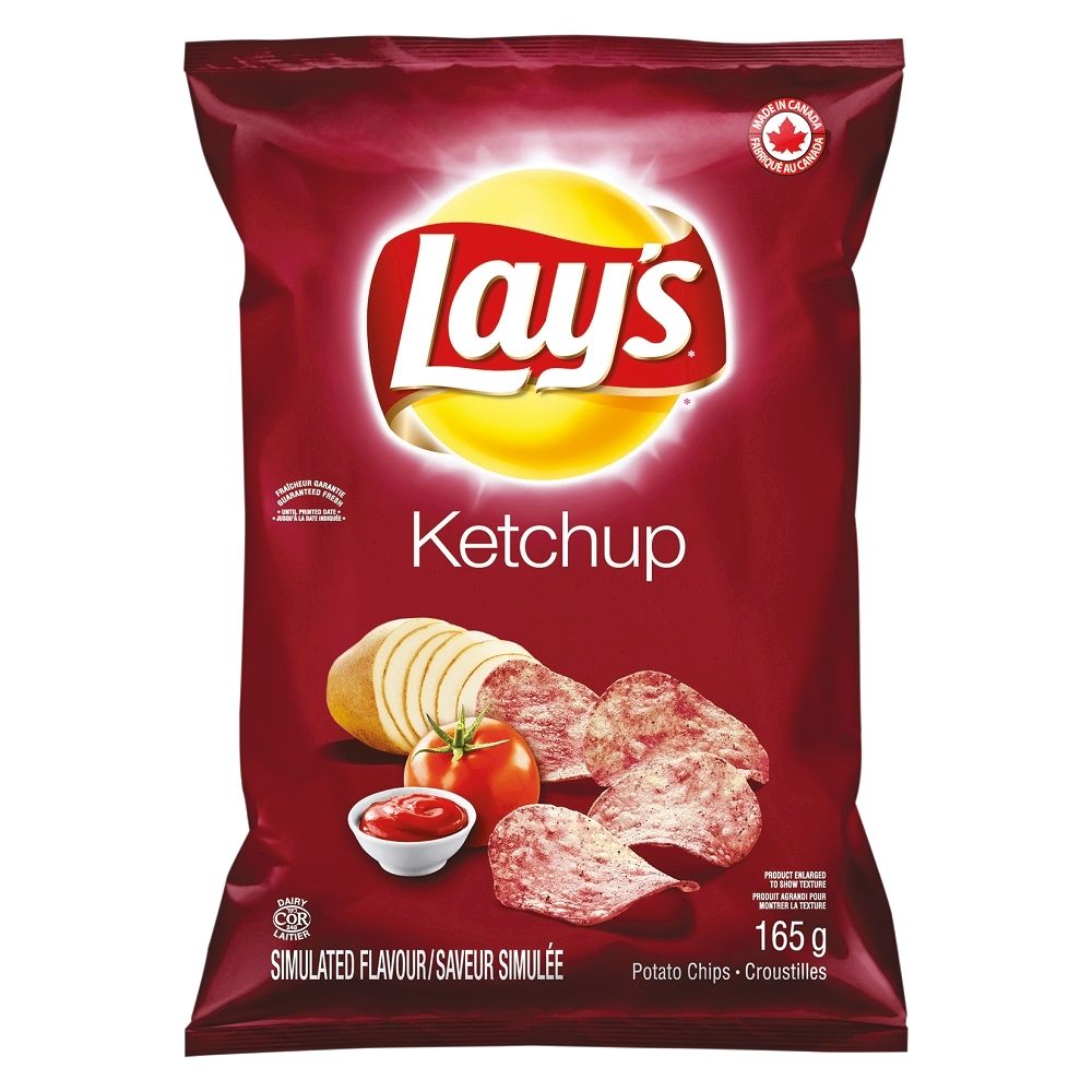 Lays Ketchup Chips 165g. Iqbal Foods Inc