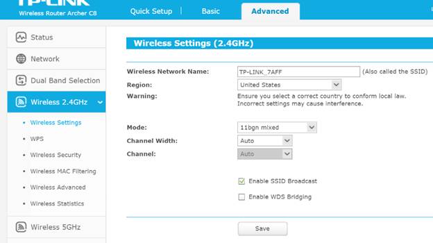 Changing Channel and Channel Width Settings on a TPLink Router (Blue