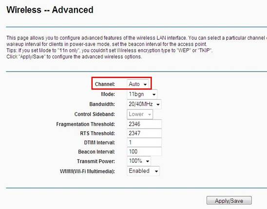 How to change wireless channel on my TPLink wireless ADSL2+ modem