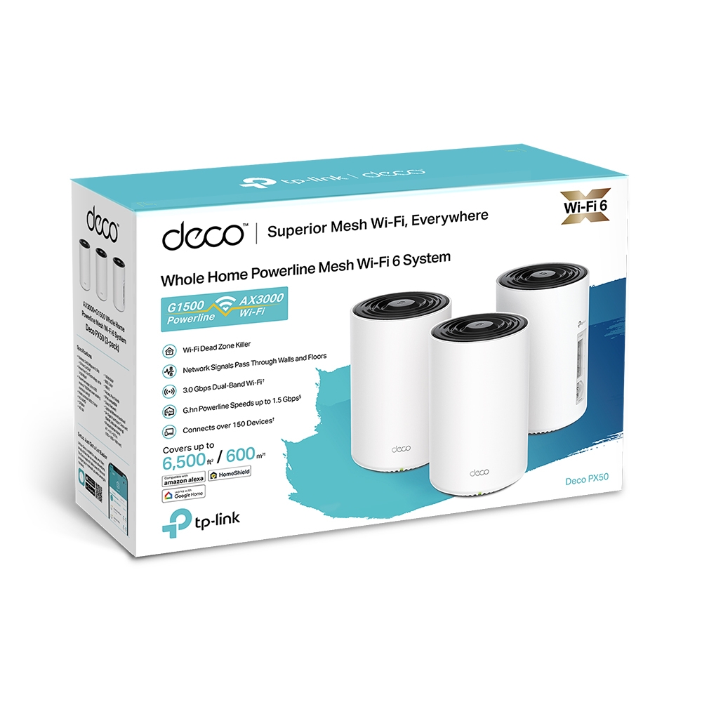 Deco PX50 AX3000 + G1500 Whole Home Powerline Mesh WiFi 6 System TP